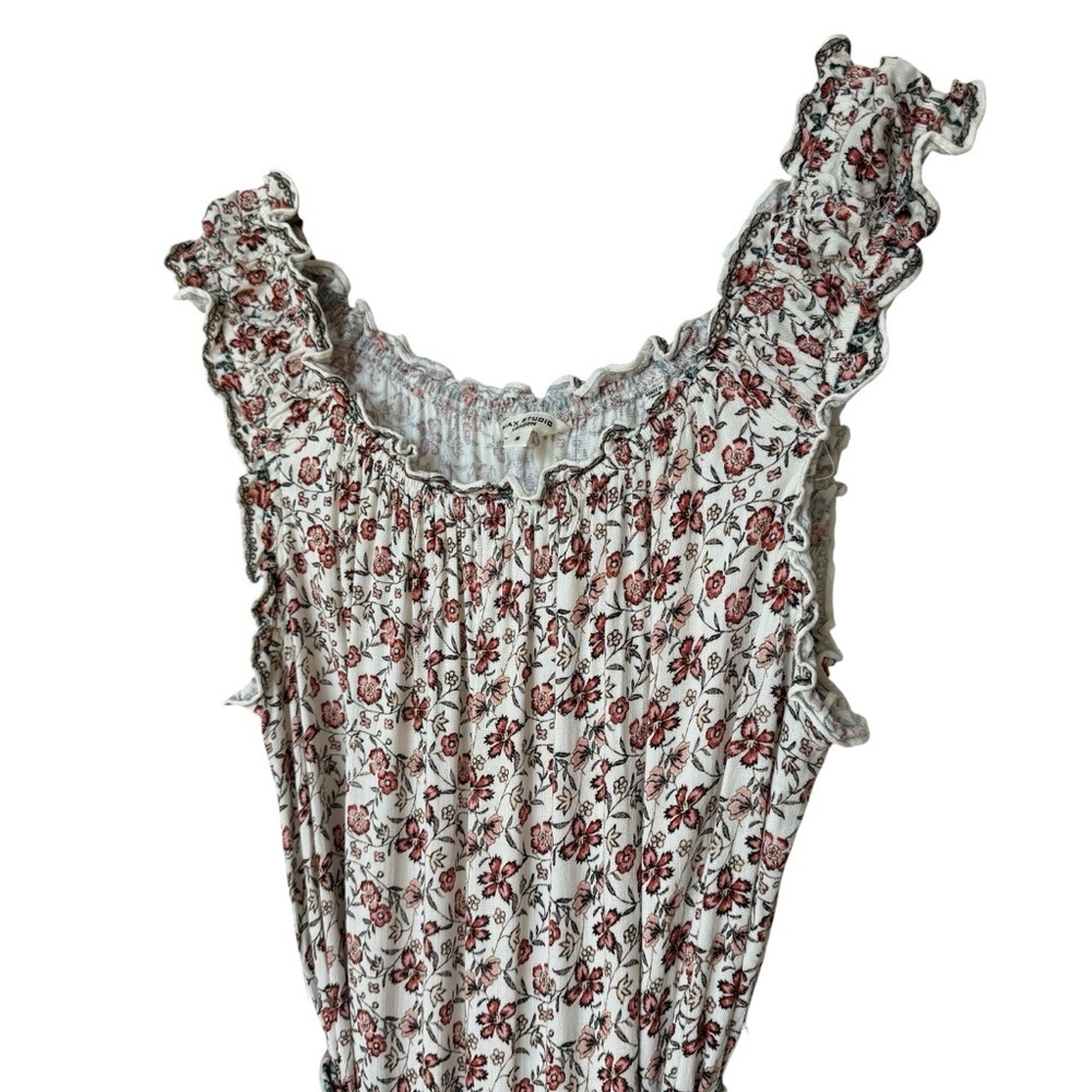 Max Studio Women's S Floral Smocked Ruffled Maxi Dress Multicolor Casual Stretch - Picture 3 of 9